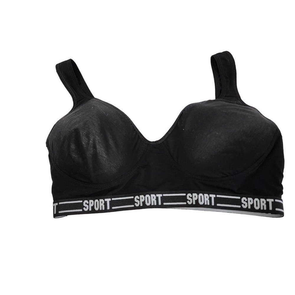 Set of 2 Black & Gray Sports Bras‎ Removable Pads Size 2X NWOT